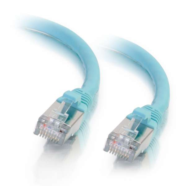 1Ft Cat6A 26AWG Shielded Ethernet Cable Snagless Aqua